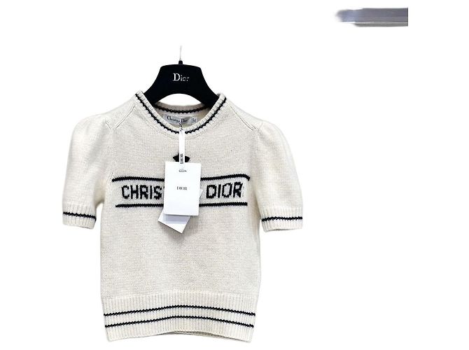 Dior Strickjacke aus weißer Baumwolle mit Puffärmeln