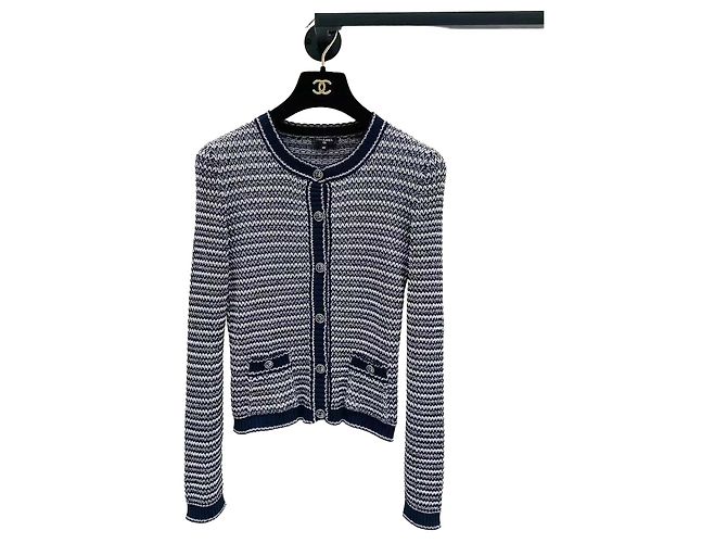 Chanel Gestreifter Baumwoll Cardigan