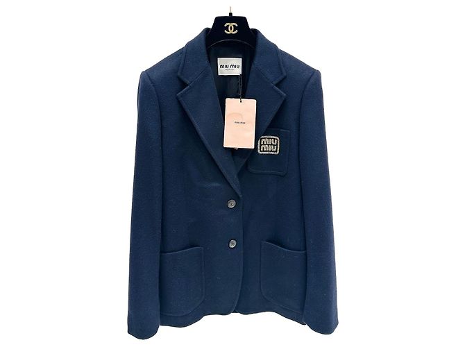 Miu Miu Navy Wool Blazer Jacket