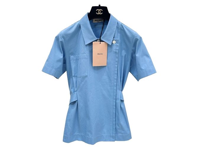 Top Miu Miu in cotone blu