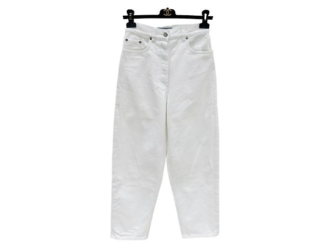 Vaqueros Prada Blancos de Denim Corte Carrot