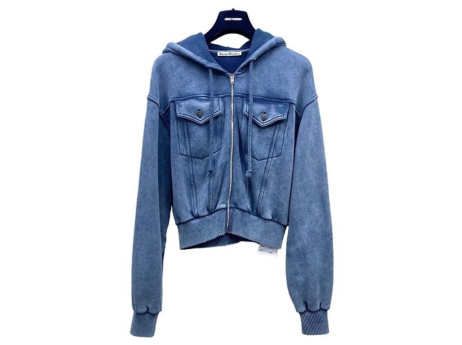 Sudadera con capucha y cremallera Acne Studios azul de algodón