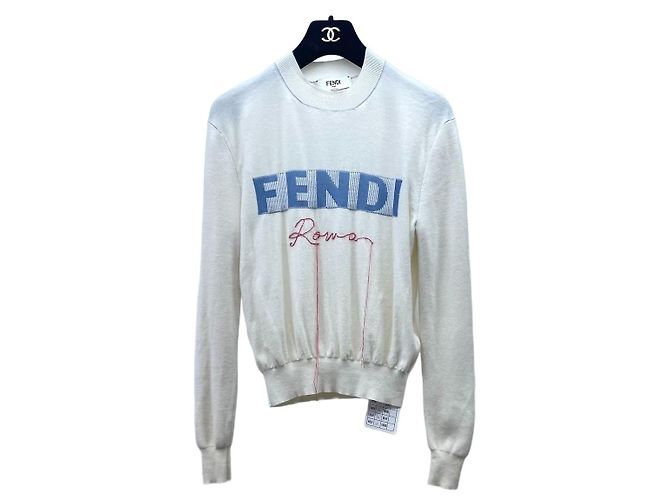 Fendi Zodiac Strickpullover Ecru Kaschmir