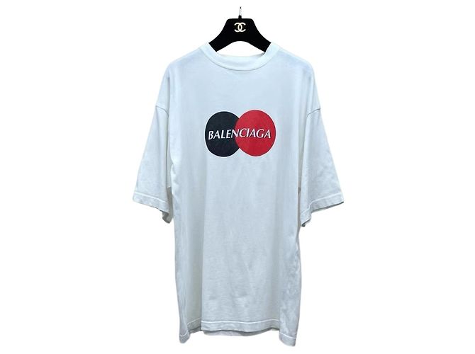 Top Balenciaga con Logo de Algodón Blanco de Manga Corta