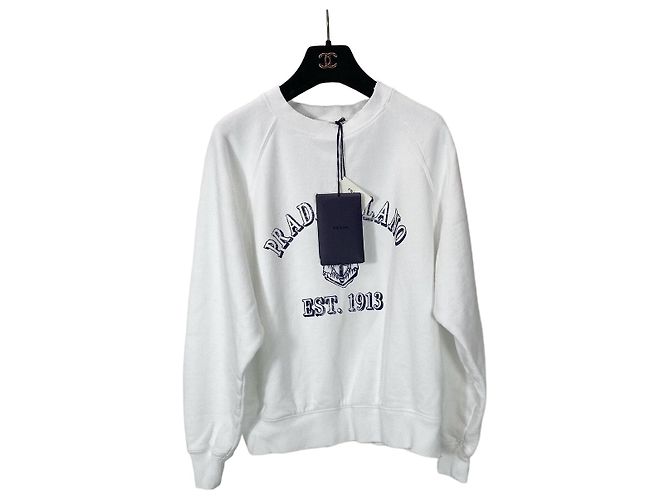 Felpa Prada Bianca in Cotone Stile College