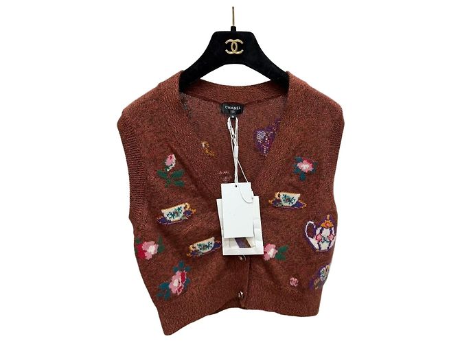 Chanel Métiers d'art Strickweste aus Wolle Braun