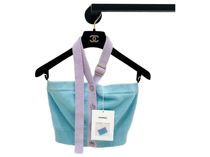 Top Chanel de algodão estilo halter com alças