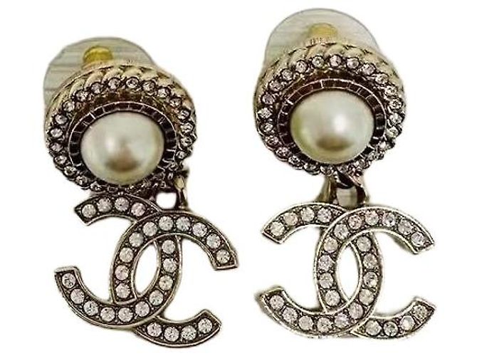 Orecchini Chanel Fiore Oro con Perla e Strass