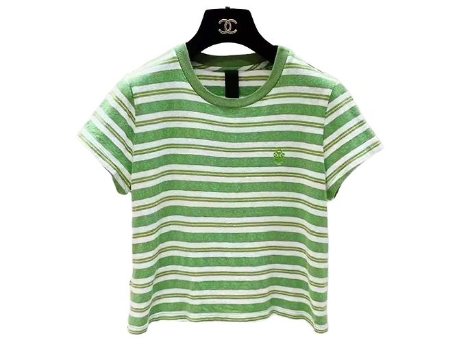 Top Chrome Hearts Rayado de Algodón Verde