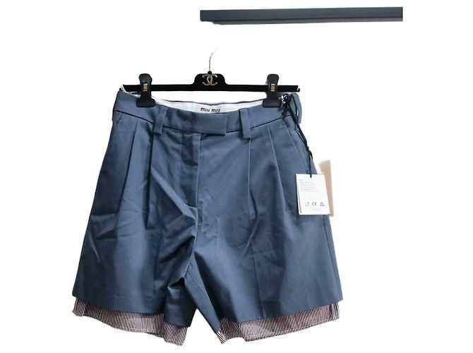 Shorts Miu Miu de algodão patchwork xadrez