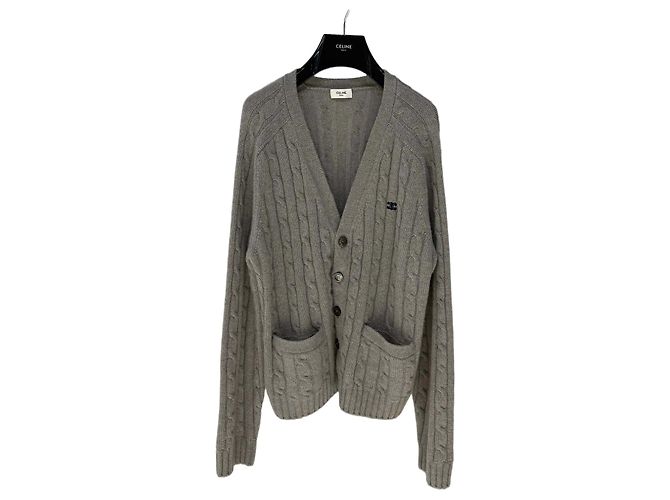 Pull en maille torsadée Triomphe Céline en cachemire gris
