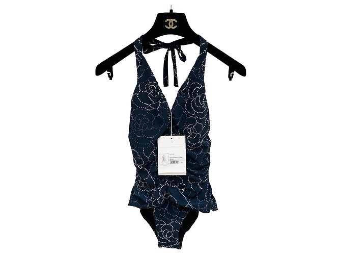 Chanel Bademode Navy Camellia Muster