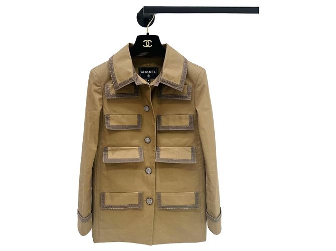 Chanel Jacke Camel Baumwolle Größe 36