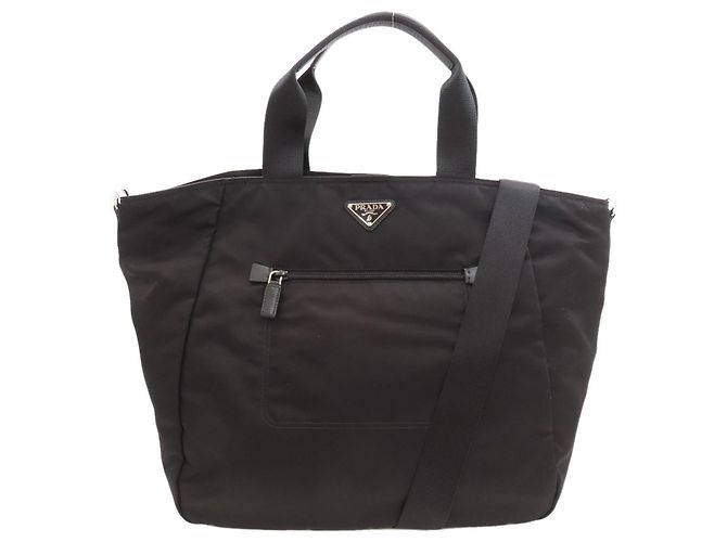 Prada BR4376 2-Way Nylon Handtasche mit Logo-Hardware