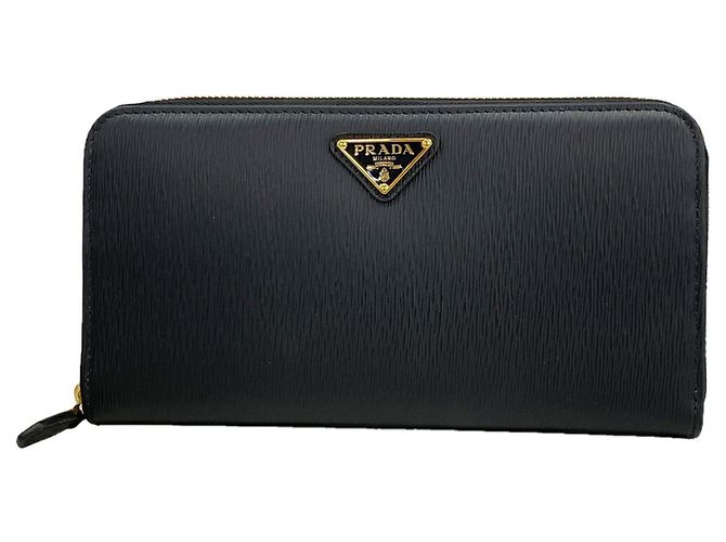 Prada Black Leather Long Wallet