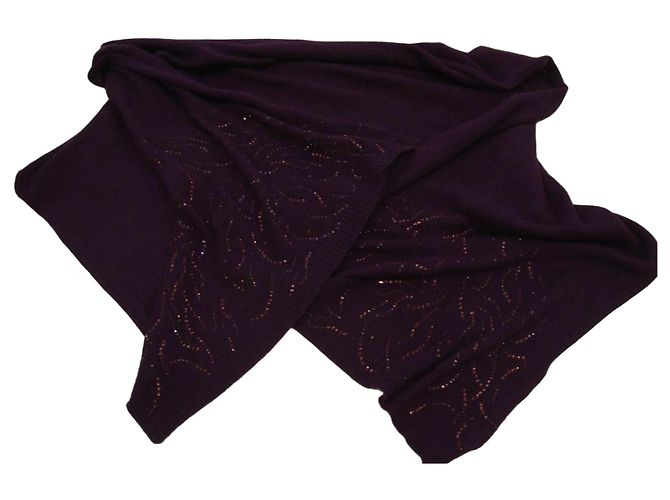 Autre Marque MAX&MOI Cachecol de cashmere ameixa com pérolas