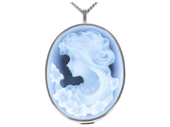 Autre Marque PT900 Platinhalskette mit Achat-Karten-Design