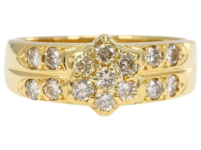 Autre Marque Anillo alianza de oro amarillo de 18K con diamante de 0,59ct