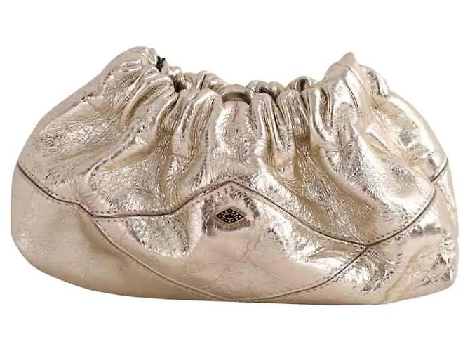 Bolso de mano Ba&Sh de cuero dorado