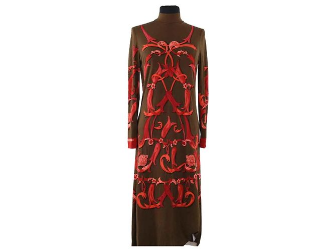 Vestido de seda Hermès caqui