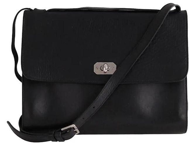 Bolsa de ombro em couro preta Apc