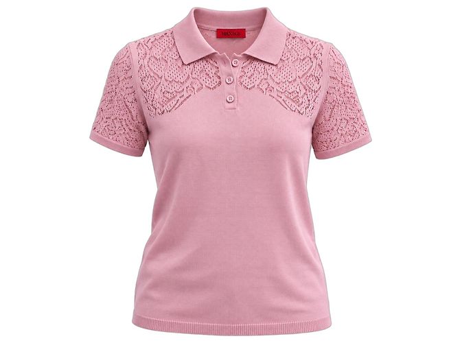 Max & Co Top polo em malha rosa com renda