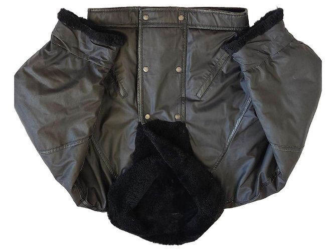 Giacca invernale in pelle nera Mac Douglas foderata in shearling