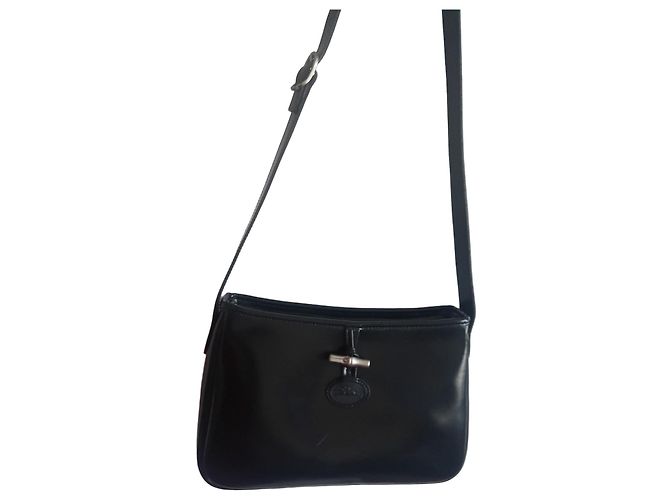 Longchamp Roseau borsa a tracolla pelle nera