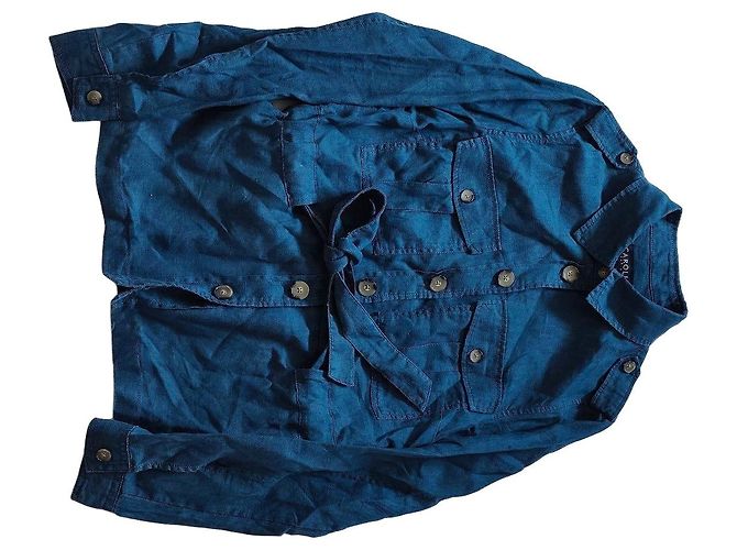 CAROLL Blaue Jeansjacke mit Bindegürtel
