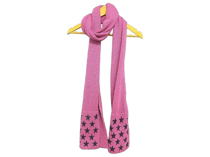 Des Petits Hauts sciarpa rosa in lana e nylon con stelle