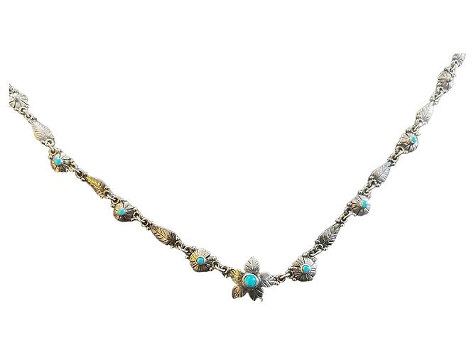 Autre Marque Collar Fatem El Ruby Oriental de plata, turquesa y piedras de vidrio