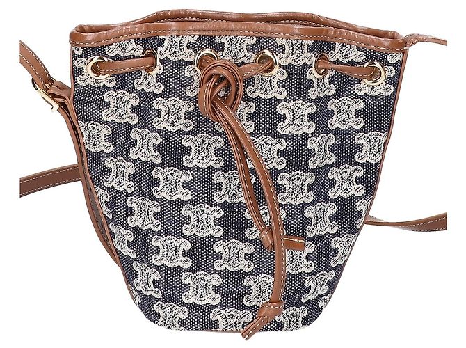 Céline CELINE Triomphe Embroidery Micro Drawstring Shoulder Bag