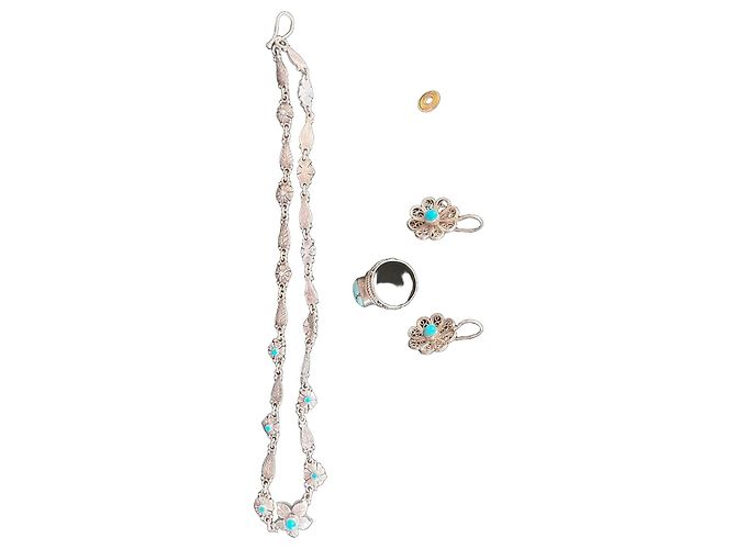 Autre Marque Faten El Ruby Orientaler Silber- & Türkis-Schmuckset