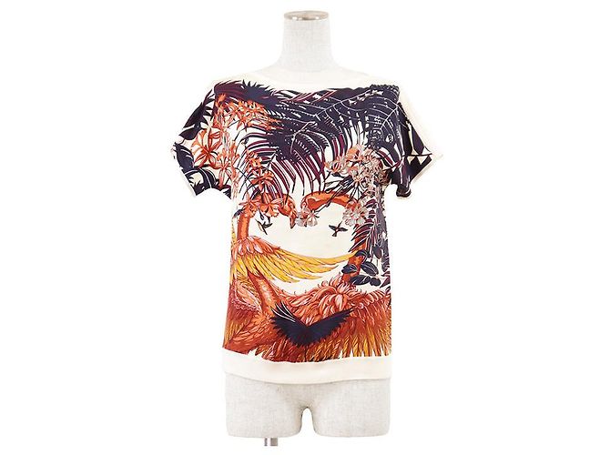 Top de malha de algodão e seda Hermès FLAMINGO PARTY34