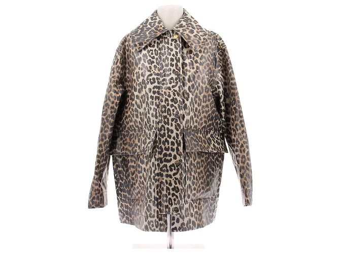 Ganni Abrigo con estampado de leopardo