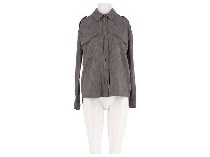 Sessun Camisa de algodón gris