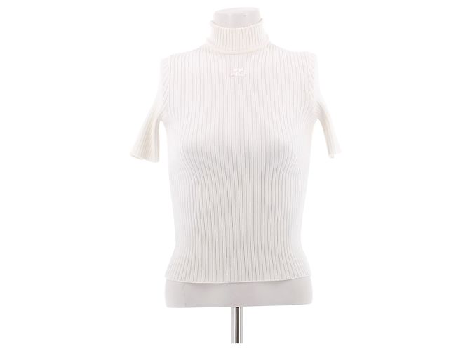 Top canelado branco Courreges