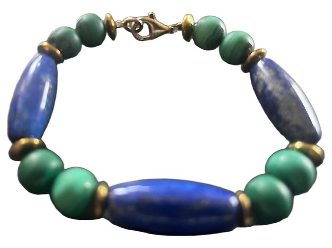 Autre Marque Pulseira de contas Lapis Lazuli e Malaquita