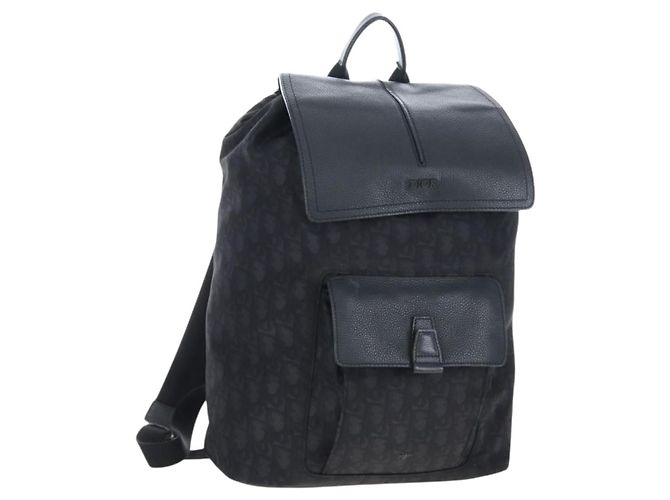 Christian Dior Trotter Motion Oblique Backpack Nylon Black Silver
