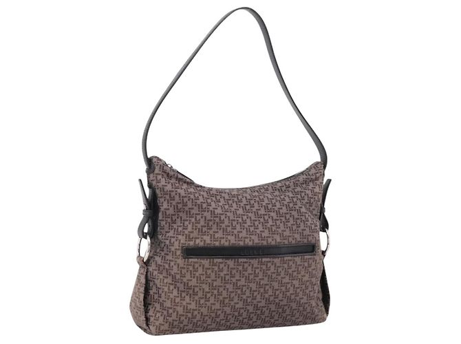 LOEWE Shoulder Bag Canvas Gray Silver