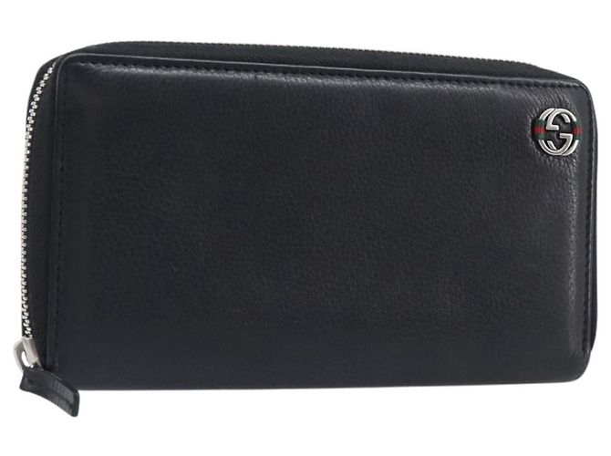 GUCCI Interlocking Web Sherry Line Geldbörse Leder Schwarz 308796