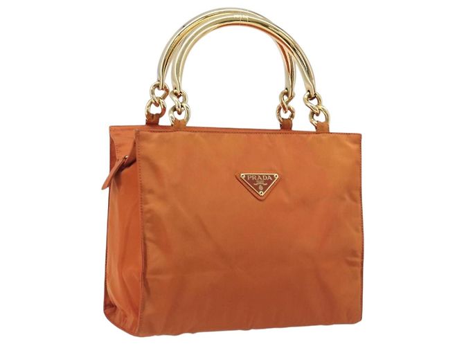 PRADA Bolsa de Mão Nylon Orange Gold