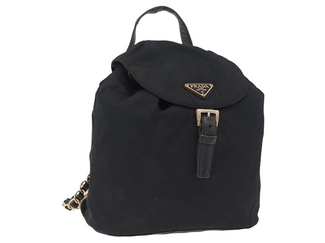 PRADA Backpack Nylon Black Gold