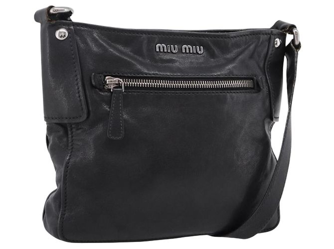 Miu Miu Shoulder Bag Leather Black Silver