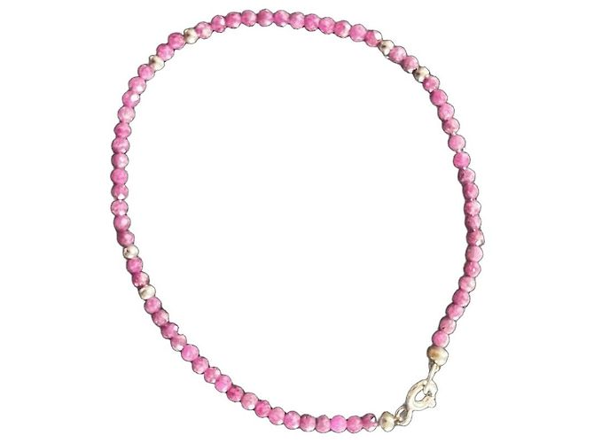 Autre Marque Bracciale in perle di rubino e argento