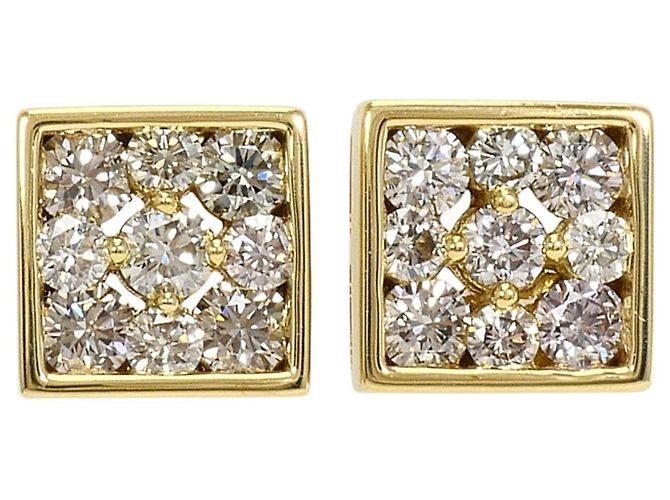 Autre Marque Orecchini a bottone in oro giallo 18K con diamanti
