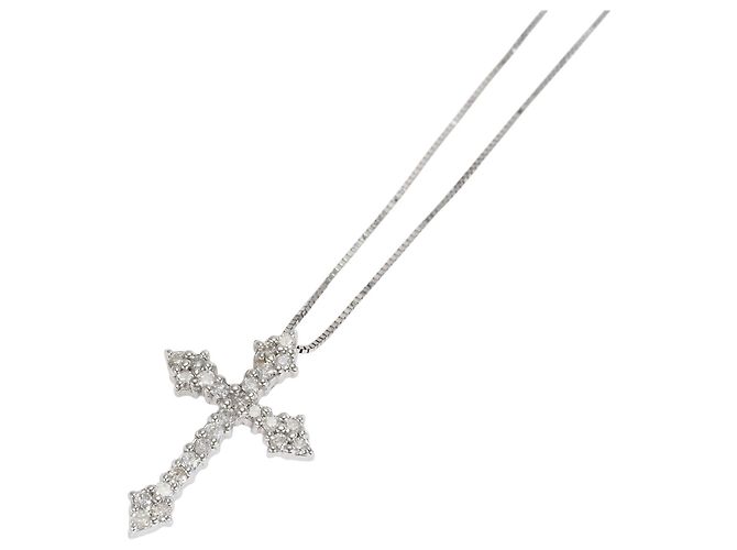 Autre Marque Collar de oro blanco de 14K con diamante
