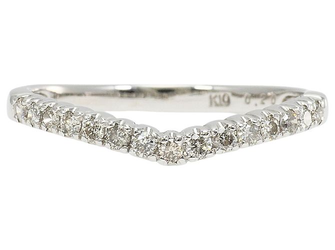 Autre Marque Ehering aus 10K Weißgold mit Diamant
