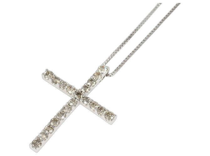 Autre Marque 14K Weißgold-Halskette mit Diamant