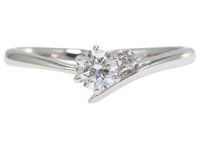 Autre Marque Platin-Ehering mit Diamanten